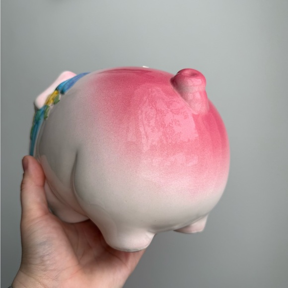 Piggy Bank Vintage Porcelain Made in Taiwan Kitschy Pastel Springtime Decor - Picture 3 of 16
